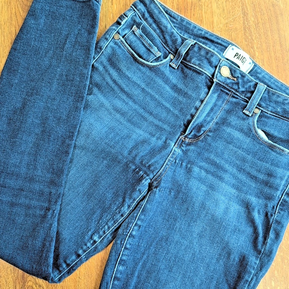Paige Hoxton Verdugo Ankle Distressed‎ Jeans Women's Size 8 Blue Stretch Denim